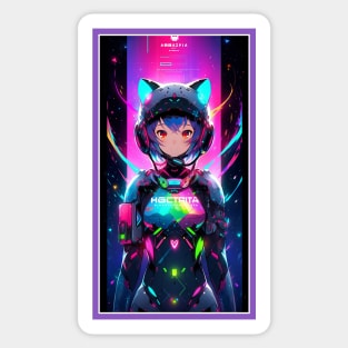 Anime Sci-Fi Cat Girl | Quality Anime Girl Artwork | Manga Girl Anime Art Sticker